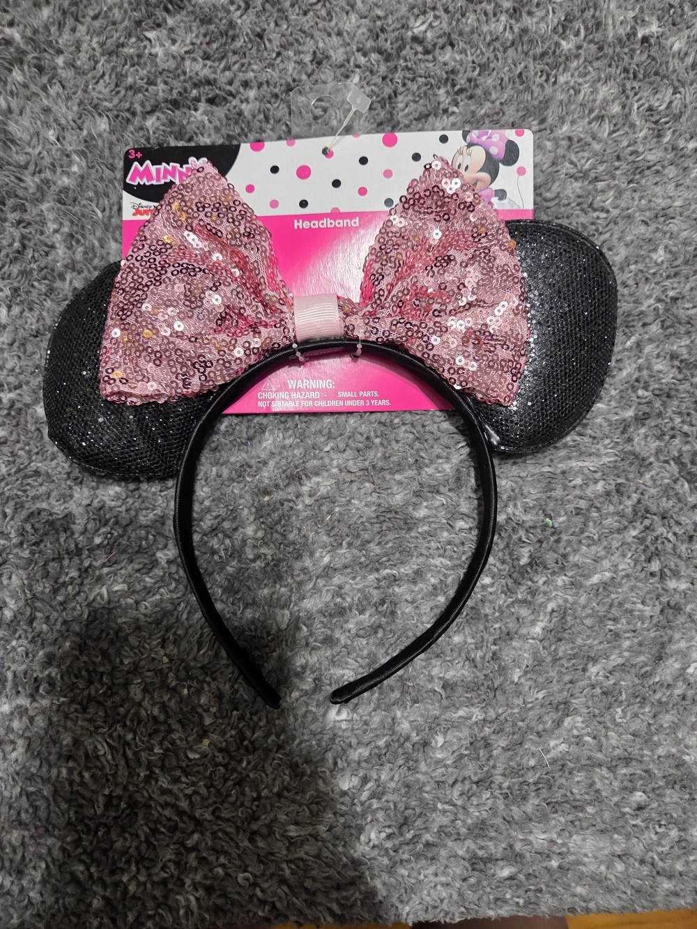 Disney Kids Pink Sequin Bow Minnie Mouse Headband